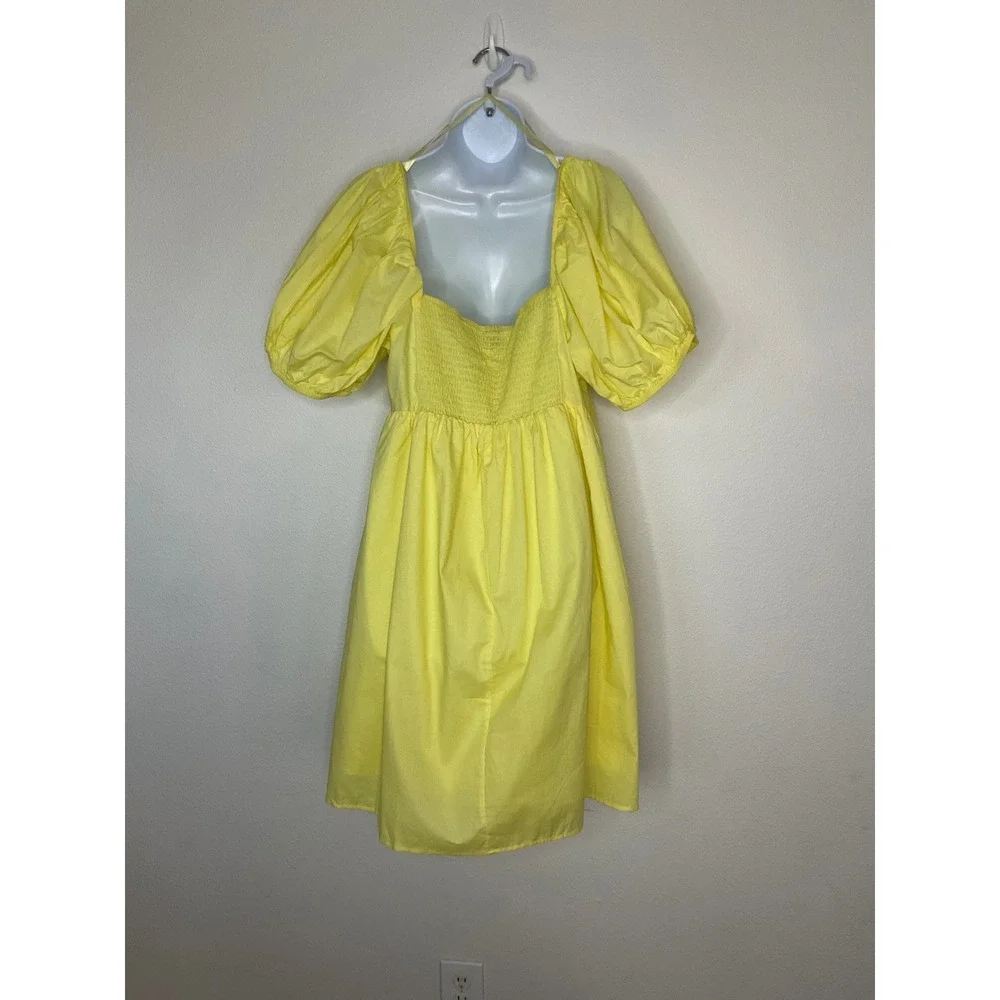 Wild Fable Women's Yellow Mini Dress Puff Sleeve Tie Front XXL NWT‎ - Picture 3 of 7